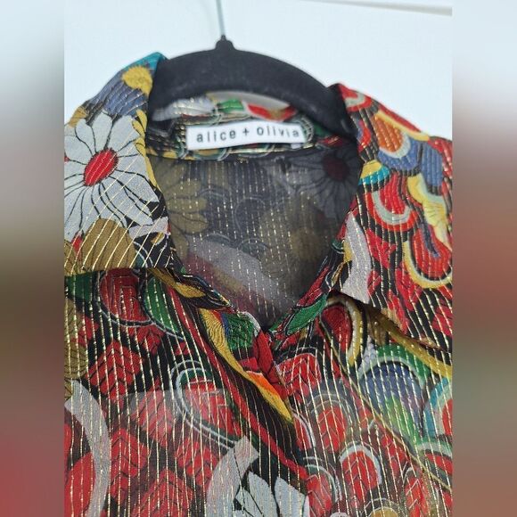 Alice + Olivia multicolor silk Top size xs/s - Picture 2 of 6